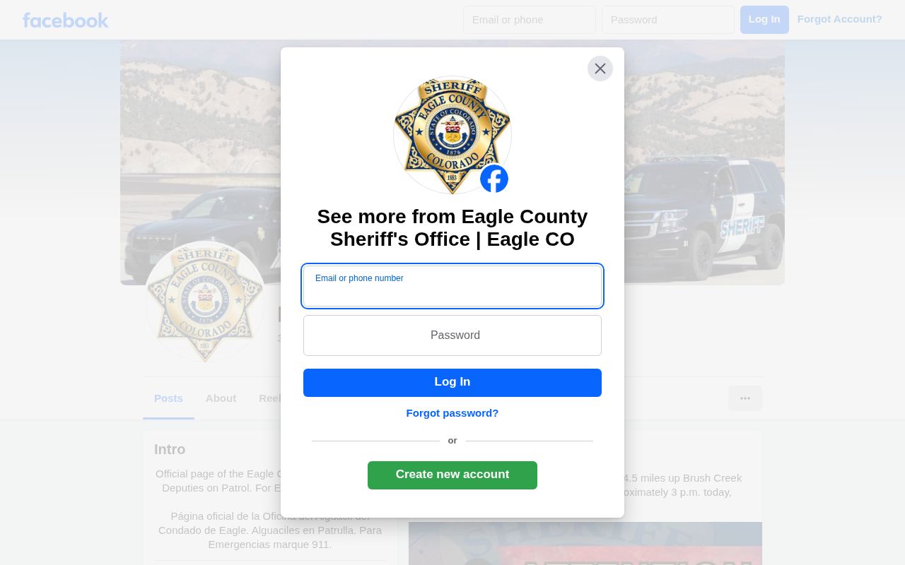 Eagle County Sheriff's Office official social source for wanted and public-safety notices